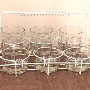 Vintage old fashioned glasses scrip L initial set 6